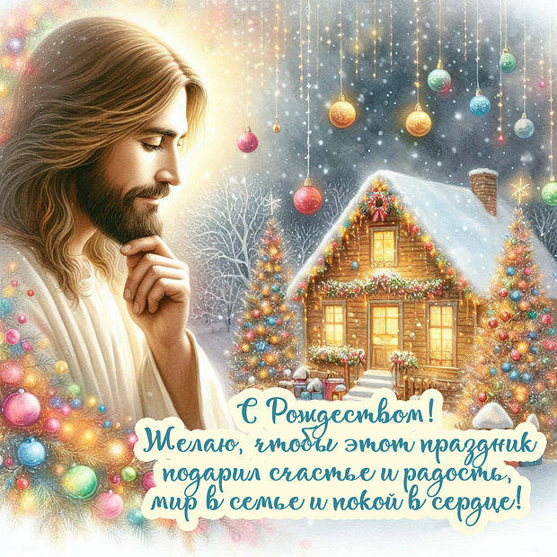 Открытка на католическое Рождество с теплыми словами
