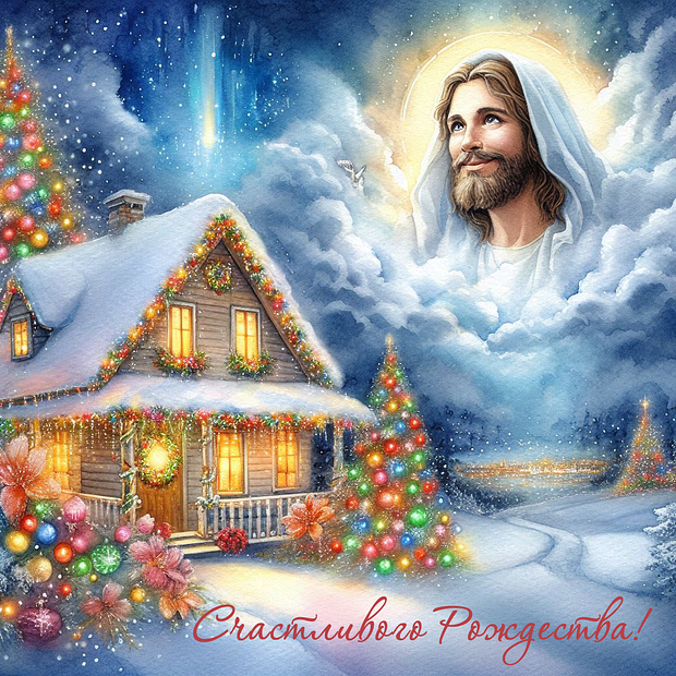 Открытка с душевным поздравлением с католическим Рождеством
