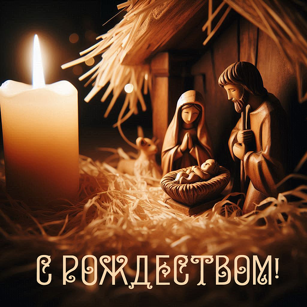 Картинка с поздравлением с католическим Рождеством
