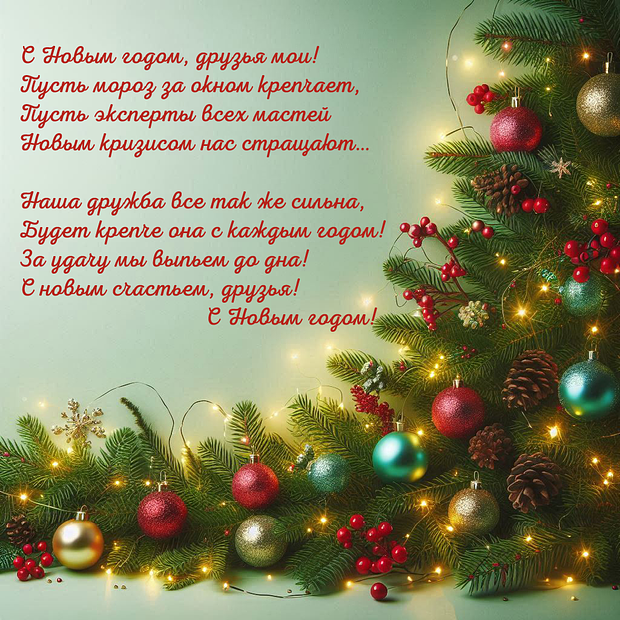 Открытка со стихами с Новым годом

