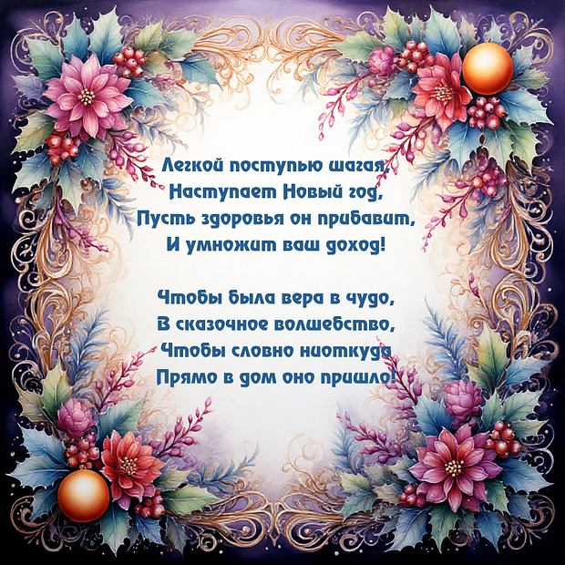 Открытка со стихами с Новым годом
