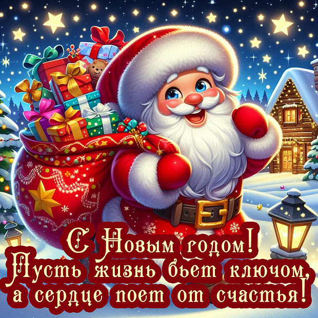 Открытка с поздравлением с Новым годом
