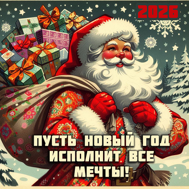 Советская открытка с Новым годом
