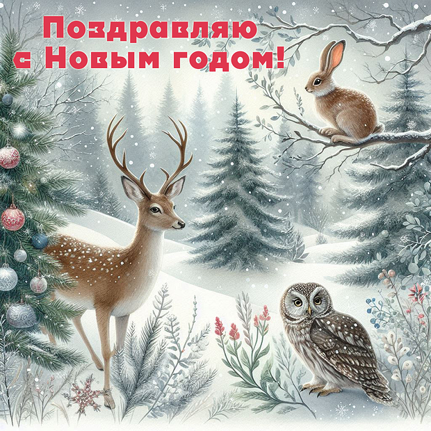 Красивая открытка с Новым годом 2026