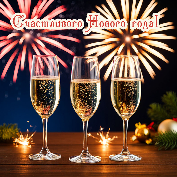 Открытка с поздравлением с Новым годом
