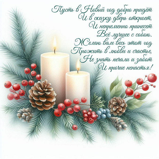 Картинка с поздравлением в стихах с Новым годом