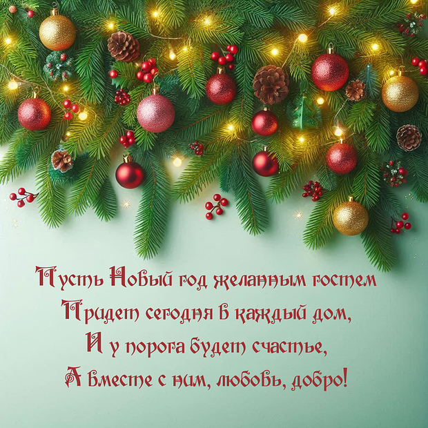 Открытка со стихами с Новым годом