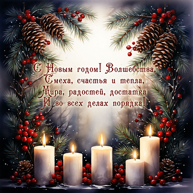 Открытка со стихами с Новым годом