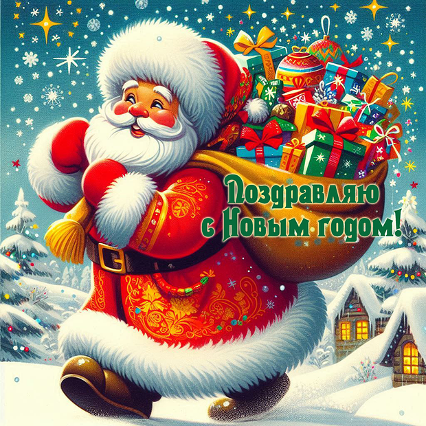 Открытка с Новым годом в стиле СССР 