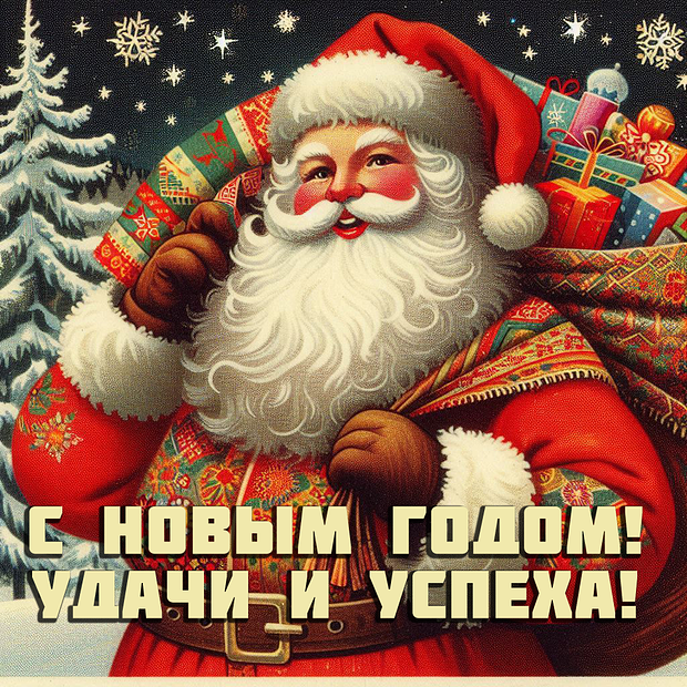 Советская открытка с Новым годом 