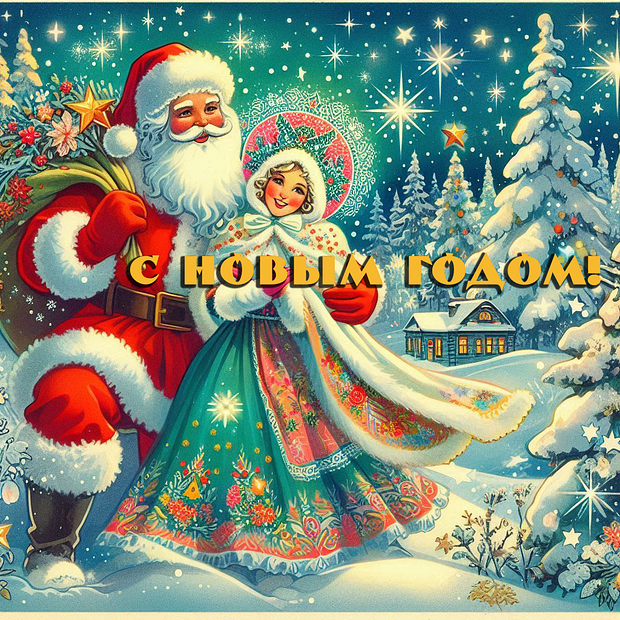 Советская открытка с Новым годом 