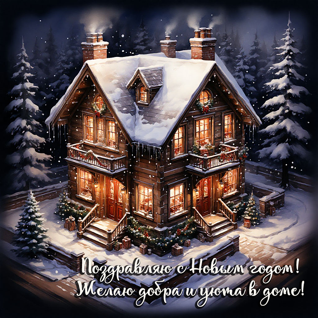Открытка с поздравлением с Новым годом