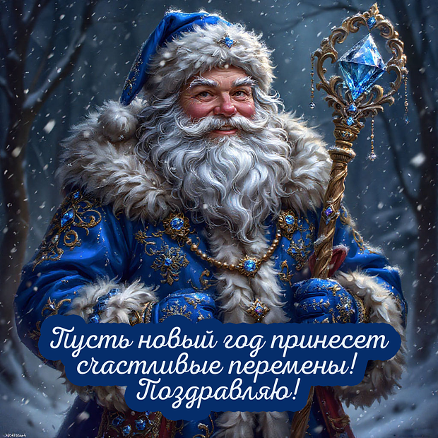 Открытка с Новым годом с теплыми словами 