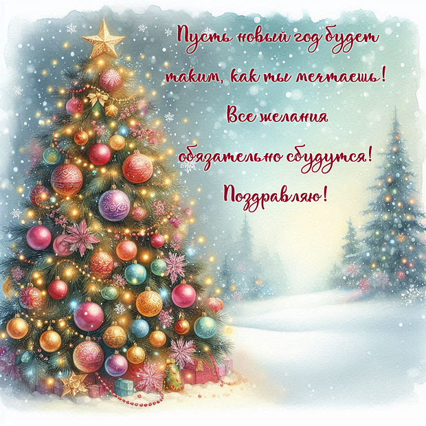 Открытка с душевным поздравлением с Новым годом