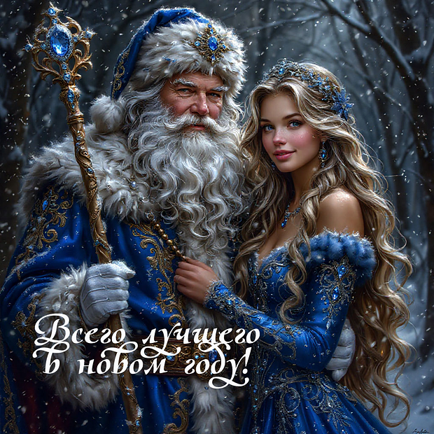 Открытка с Новым годом с пожеланиями