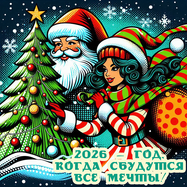 Открытка с Новым годом с теплыми словами 