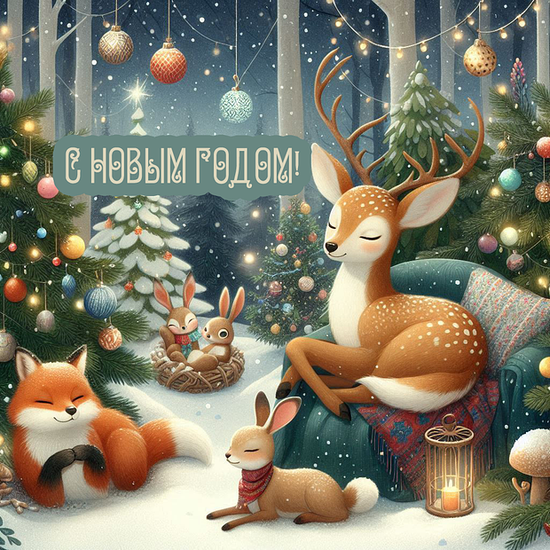 Красивая открытка с Новым годом 2026