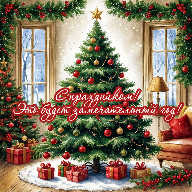 Скачать открытку с Новым годом