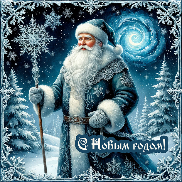 Открытка с Новым годом с пожеланиями 