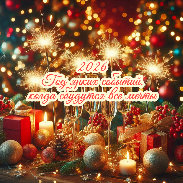 Открытка с Новым годом с теплыми словами