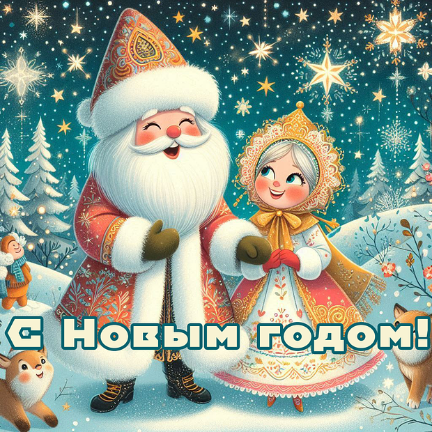 Открытка с Новым годом в стиле СССР
