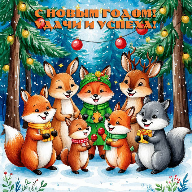 Открытка с Новым годом с теплыми словами