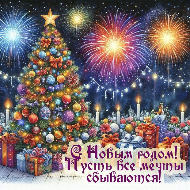 Открытка с душевным поздравлением с Новым годом