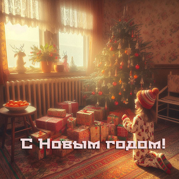 Советская открытка с Новым годом  