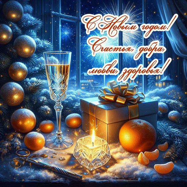 Красивая открытка с Новым годом 2026