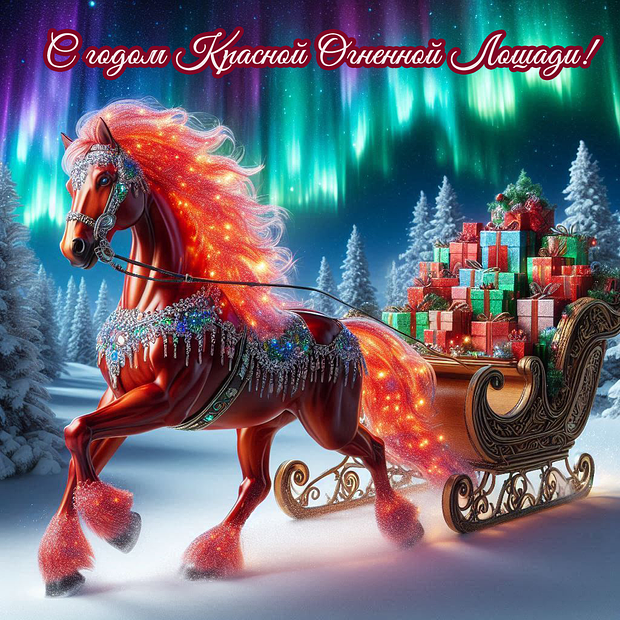 Красивая открытка с Новым годом 2026 