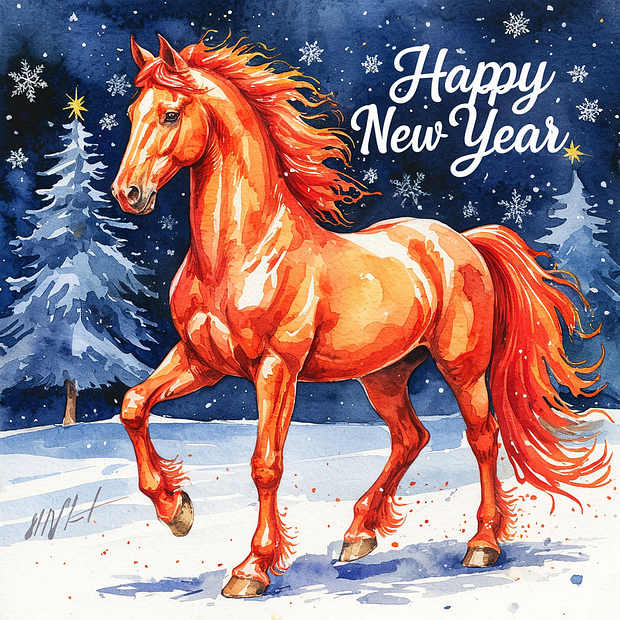 Открытка с Новым годом 2026 