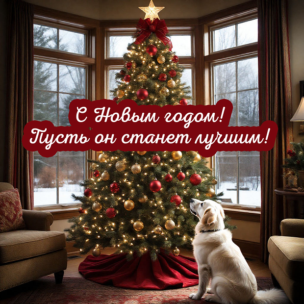Красивая открытка с Новым годом 2026
