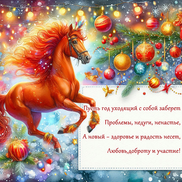 Открытка со стихами с Новым годом