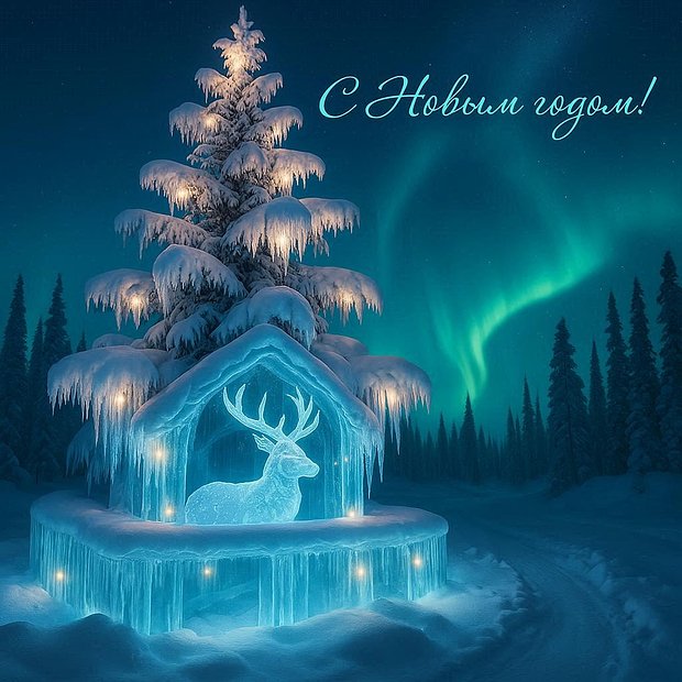 Красивая открытка с Новым годом 2026