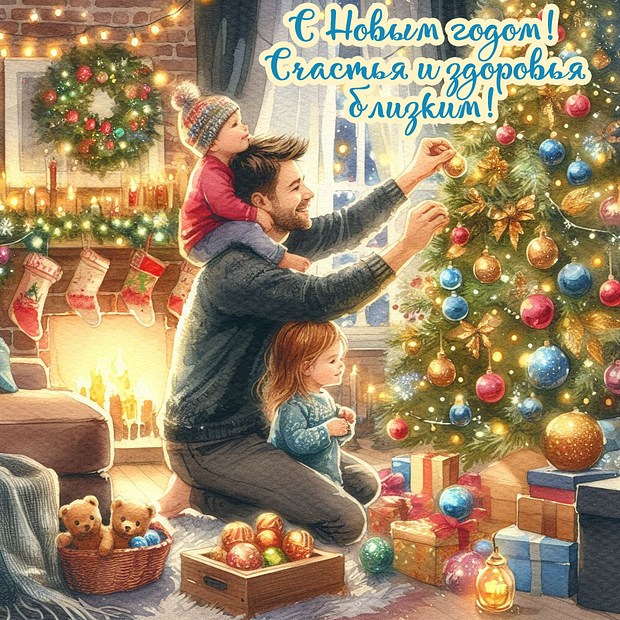 Красивая открытка с Новым годом 2026
