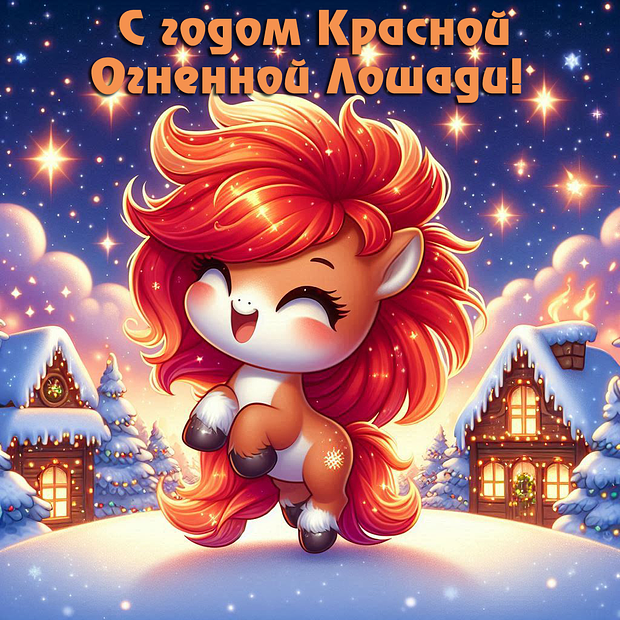 Красивая картинка с годом Красной Лошади