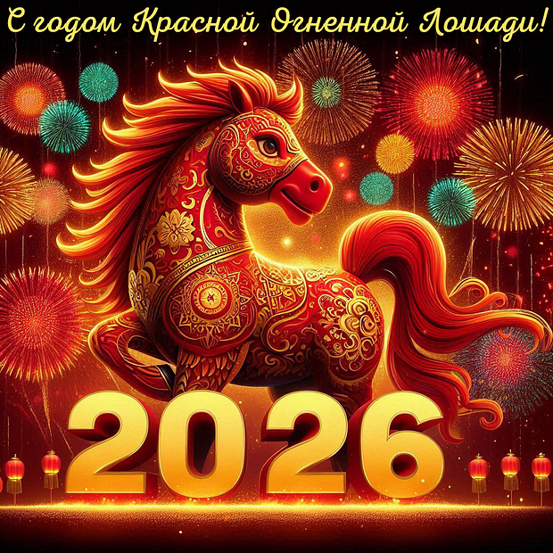 Красивая картинка с годом Красной Лошади