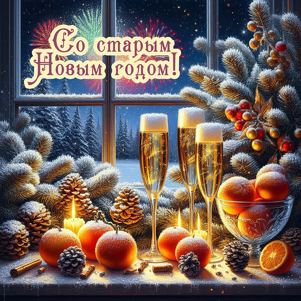 Открытка со старым Новым годом 2026
