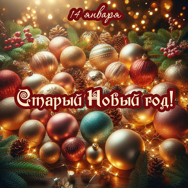 Открытка с поздравлением со старым Новым годом
