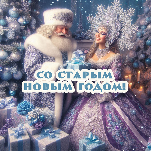 Оригинальная открытка со старым Новым годом