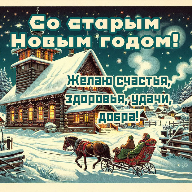 Советская открытка со старым Новым годом