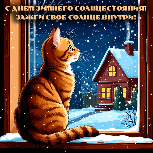 Оригинальная открытка с днем зимнего солнцестояния
