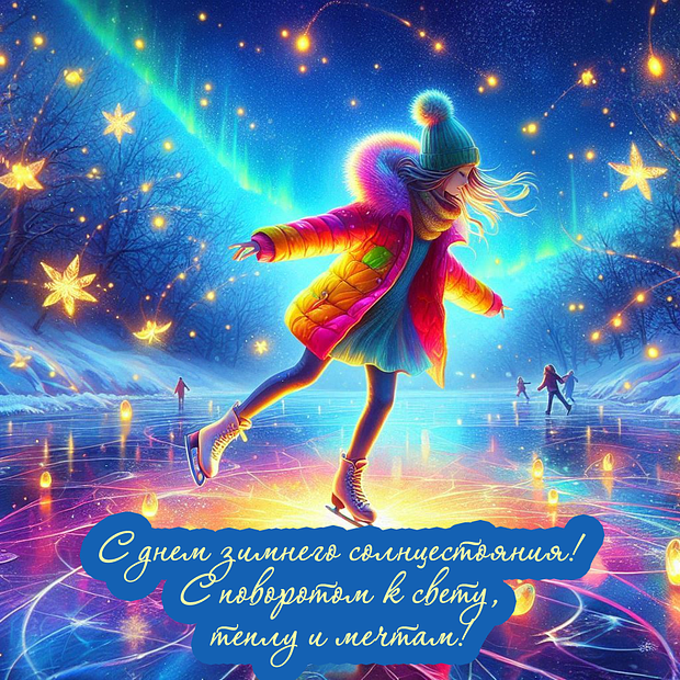 Открытка с днем зимнего солнцестояния с пожеланиями
