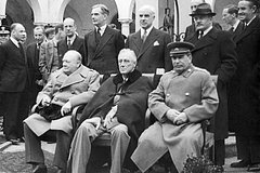 Лидеры антигитлеровской коалиции на Ялтинской конференции, 1945 год