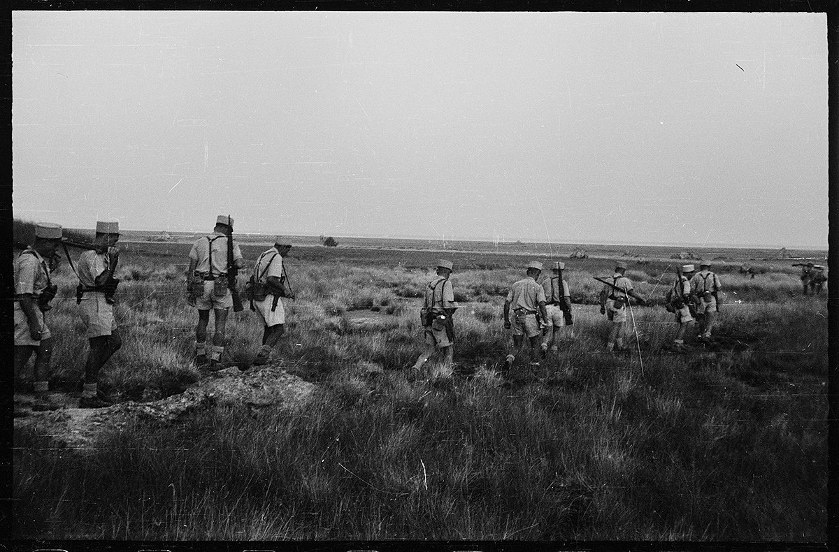 Бойцы Французского Иностранного легиона патрулируют дороги, пустыня Сахара, Алжир, конец 1950-х