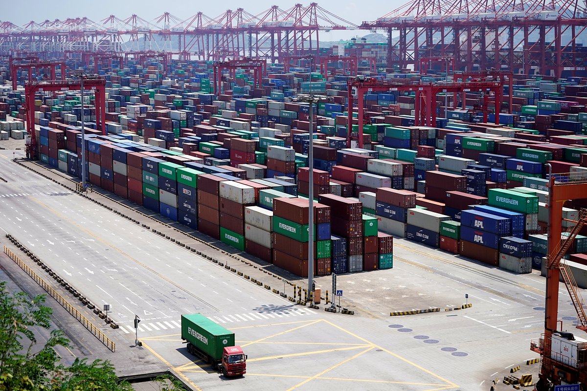 Containers are seen at the Yangshan Deep Water Port in Shanghai, China August 6, 2019. REUTERS/Aly Song