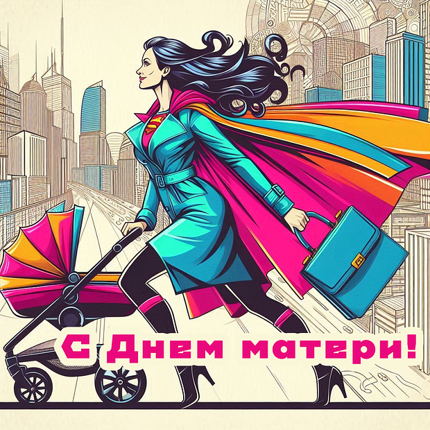 Открытка с поздравлением с Днем матери
