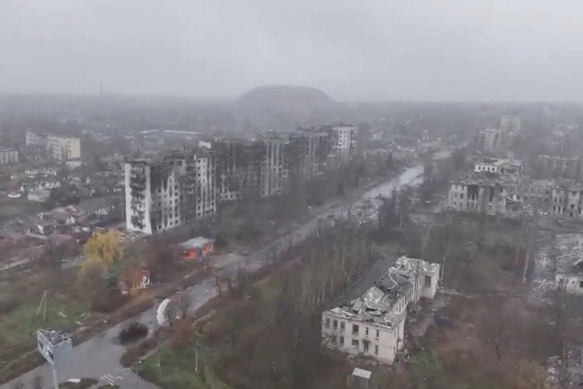 Вид с воздуха на Димитров (Мирноград), Донецкая народная республика (ДНР), Россия, 12 ноября 2025 года