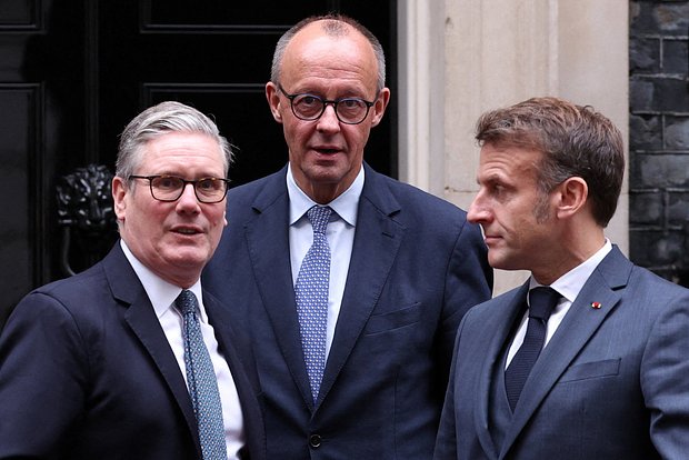 Кир Стармер, Фридрих Мерц и Эмманюэль Макрон