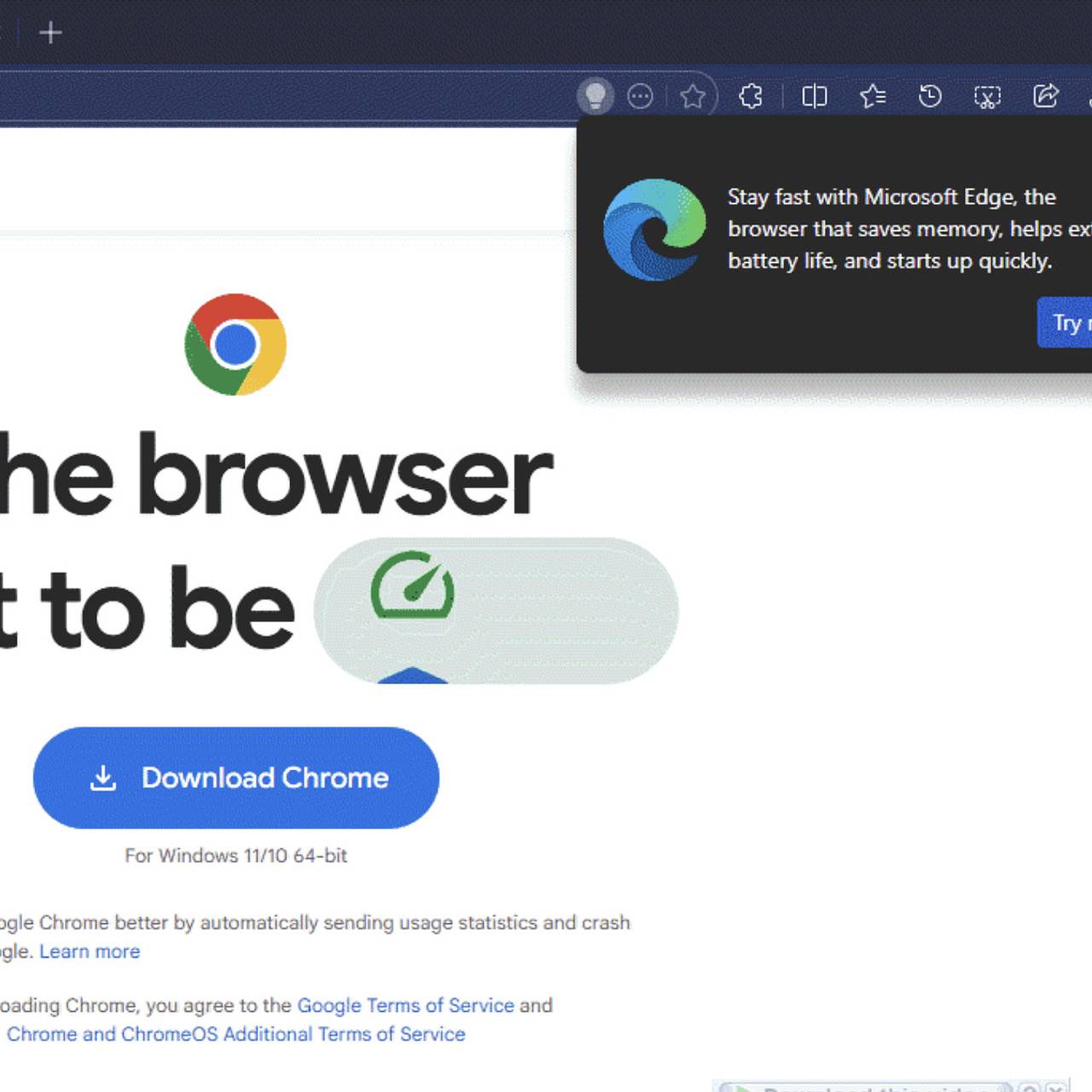 Microsoft запугала пользователей Google Chrome